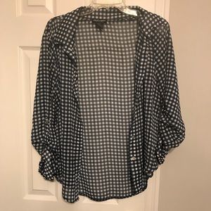 Navy blue and white blouse